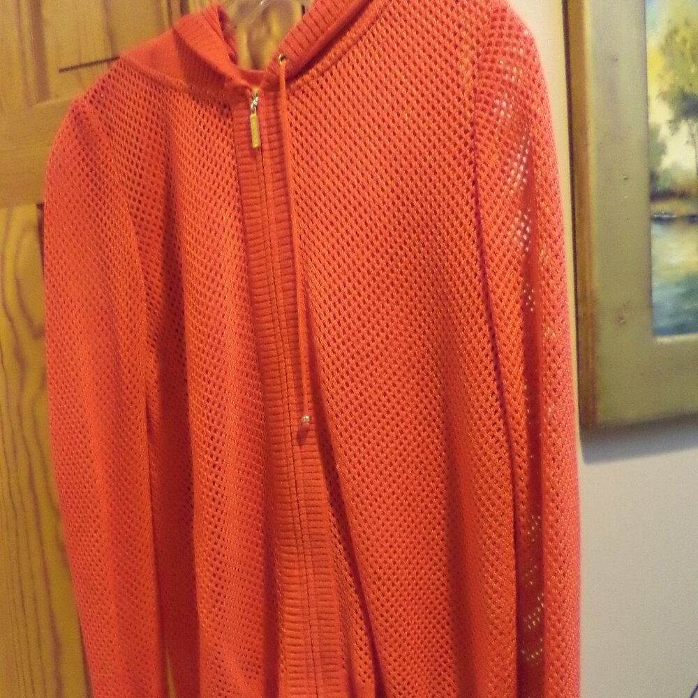 St. John Zip Hooded Jacket with Tank~Red See-thru, Long sleeves, Full Zip Size:M